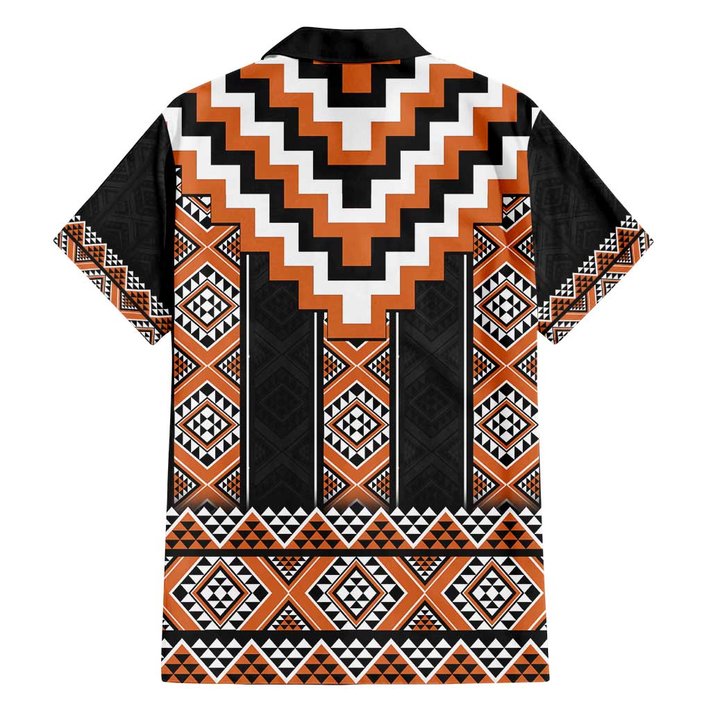 Orange Taniko Pattern Aotearoa Family Matching Summer Maxi Dress and Hawaiian Shirt Niho Taniwha Mix Poutama LT14 - Polynesian Pride