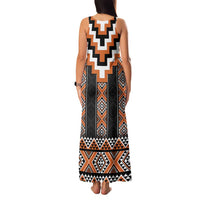 Orange Taniko Pattern Aotearoa Family Matching Tank Maxi Dress and Hawaiian Shirt Niho Taniwha Mix Poutama LT14 - Polynesian Pride