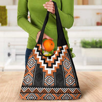Orange Taniko Pattern Aotearoa Grocery Bag Niho Taniwha Mix Poutama