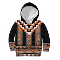 Orange Taniko Pattern Aotearoa Kid Hoodie Niho Taniwha Mix Poutama LT14