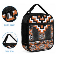 Orange Taniko Motifs Aotearoa Lunch Bag Niho Taniwha Mix Poutama LT14 - Polynesian Pride