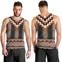 Orange Taniko Pattern Aotearoa Men Tank Top Niho Taniwha Mix Poutama LT14