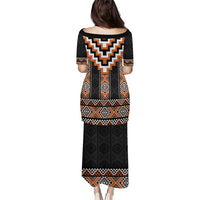 Orange Taniko Pattern Aotearoa Puletasi Niho Taniwha Mix Poutama LT14 - Polynesian Pride