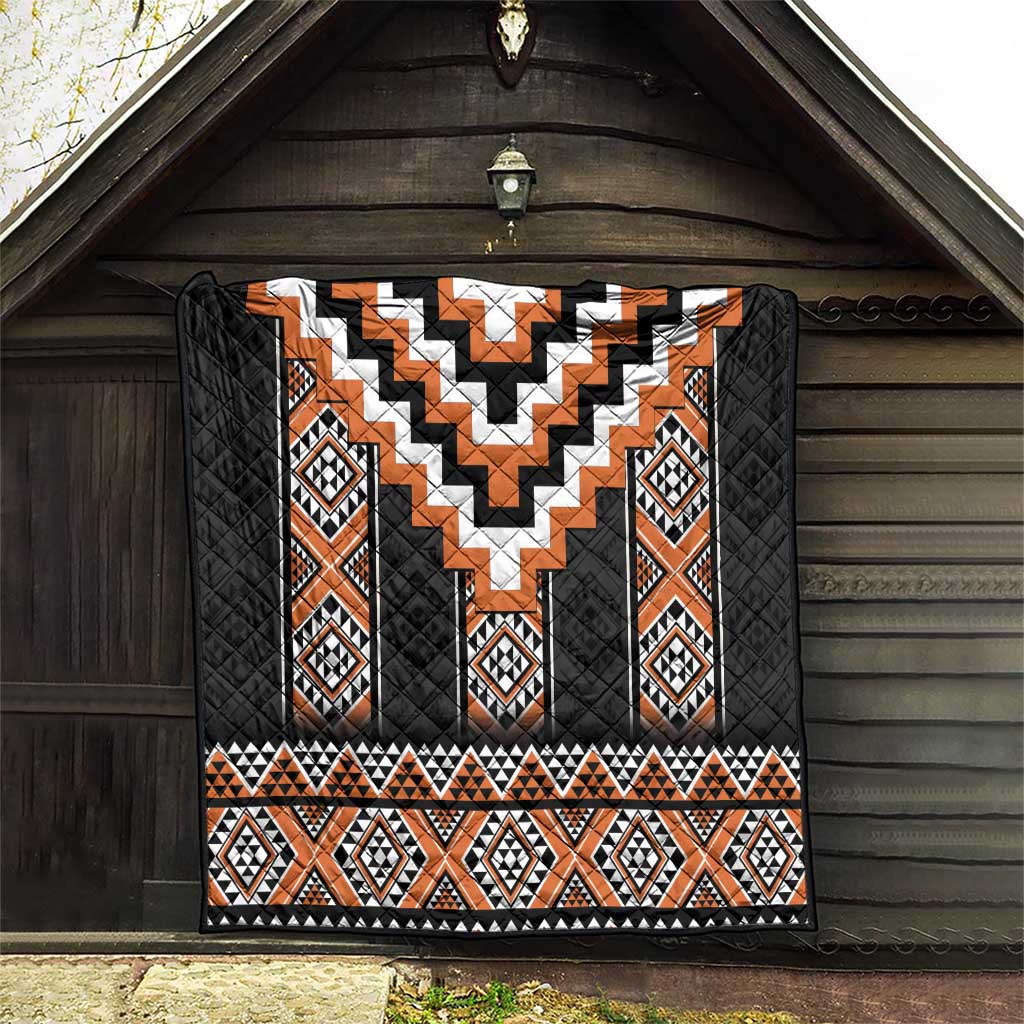 Orange Taniko Pattern Aotearoa Quilt Niho Taniwha Mix Poutama LT14 - Polynesian Pride
