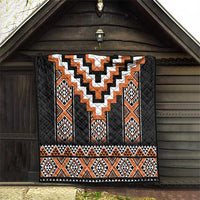 Orange Taniko Pattern Aotearoa Quilt Niho Taniwha Mix Poutama LT14 - Polynesian Pride