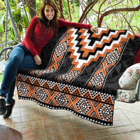 Orange Taniko Pattern Aotearoa Quilt Niho Taniwha Mix Poutama LT14 - Polynesian Pride