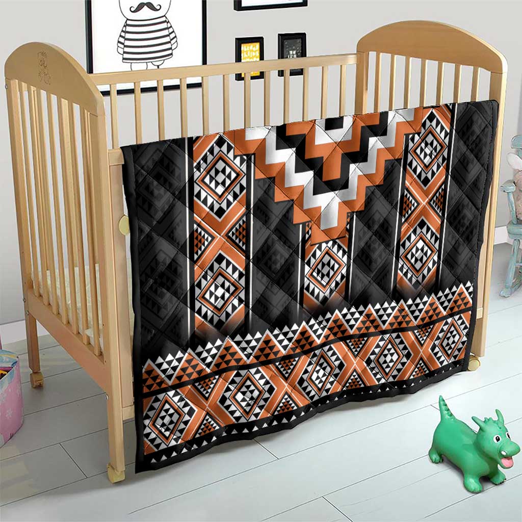 Orange Taniko Pattern Aotearoa Quilt Niho Taniwha Mix Poutama LT14 - Polynesian Pride