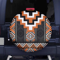Orange Taniko Pattern Aotearoa Spare Tire Cover Niho Taniwha Mix Poutama