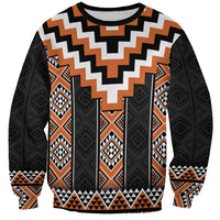 Orange Taniko Pattern Aotearoa Sweatshirt Niho Taniwha Mix Poutama LT14