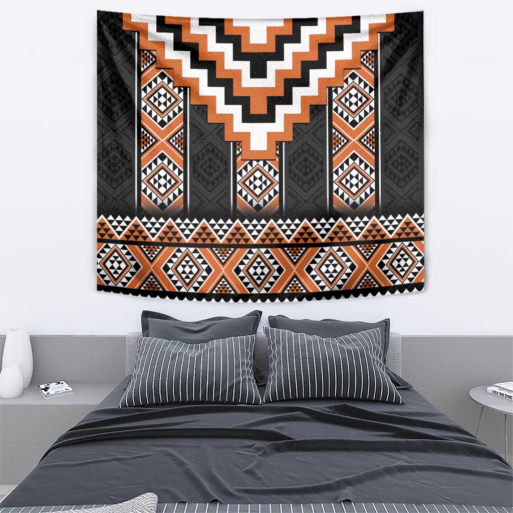 Orange Taniko Pattern Aotearoa Tapestry Niho Taniwha Mix Poutama LT14 - Polynesian Pride