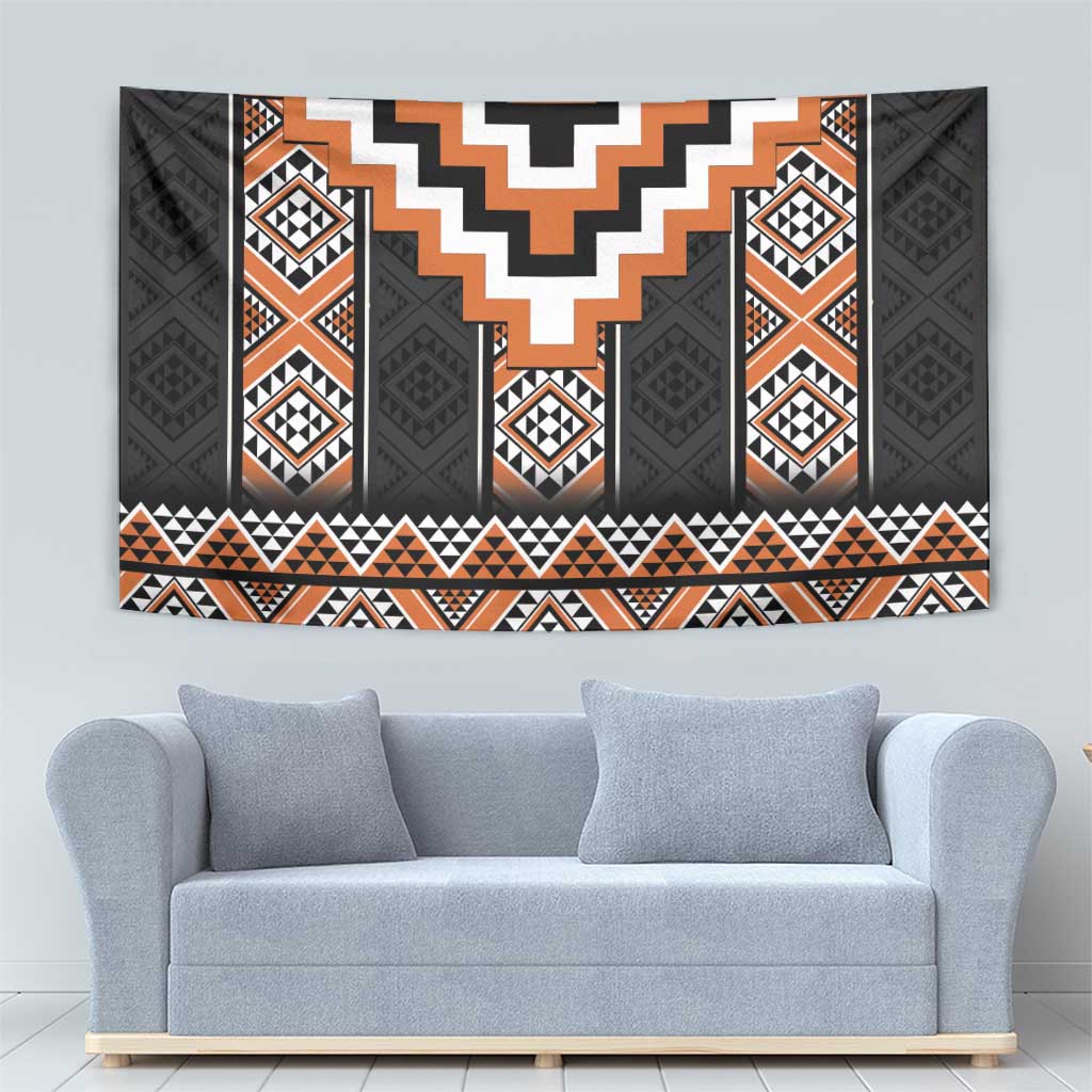 Orange Taniko Pattern Aotearoa Tapestry Niho Taniwha Mix Poutama LT14 - Polynesian Pride