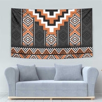 Orange Taniko Pattern Aotearoa Tapestry Niho Taniwha Mix Poutama LT14 - Polynesian Pride