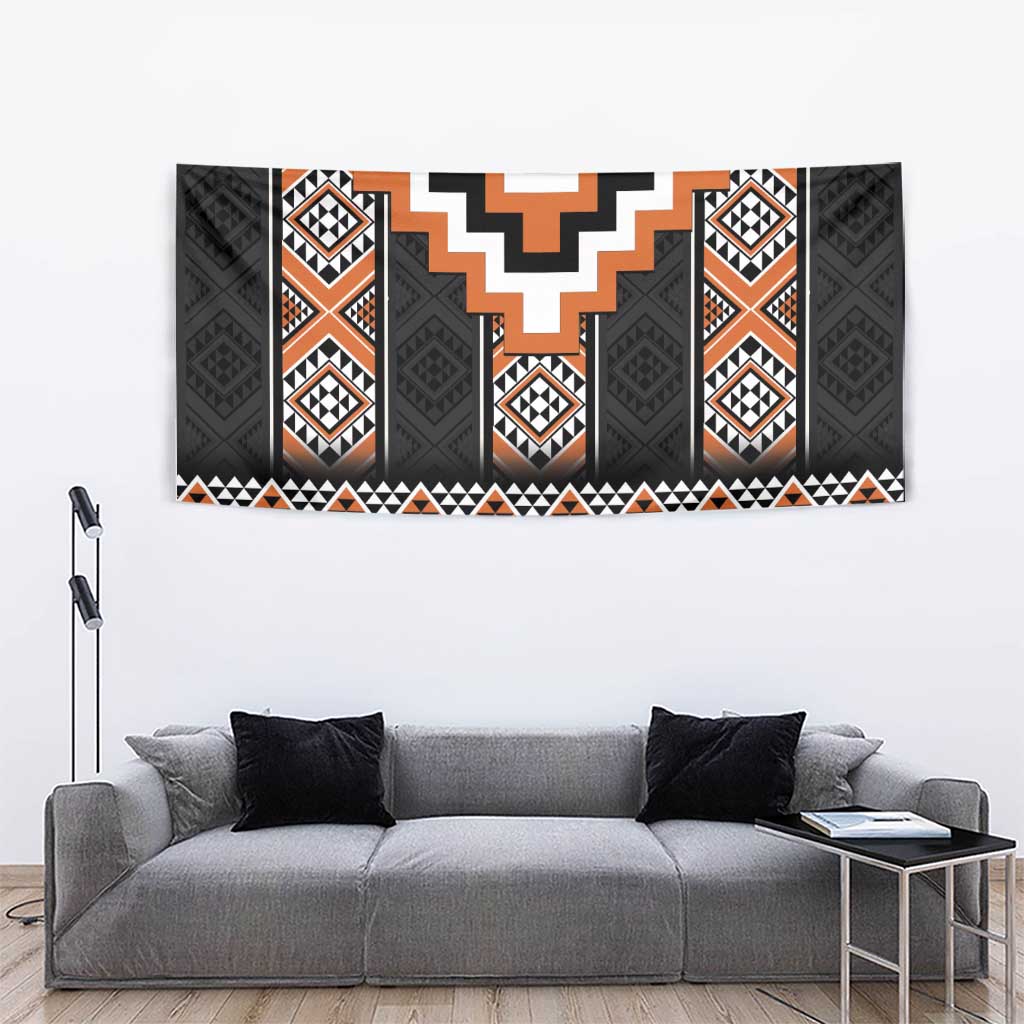 Orange Taniko Pattern Aotearoa Tapestry Niho Taniwha Mix Poutama LT14 - Polynesian Pride