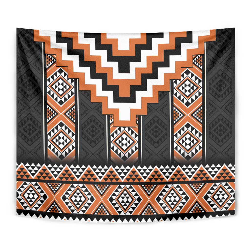 Orange Taniko Pattern Aotearoa Tapestry Niho Taniwha Mix Poutama LT14 - Polynesian Pride