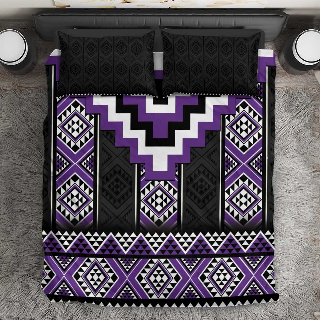 Purple Taniko Pattern Aotearoa Bedding Set Niho Taniwha Mix Poutama