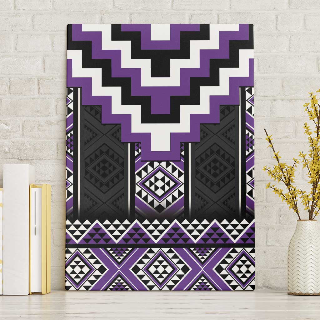 Purple Taniko Pattern Aotearoa Canvas Wall Art Niho Taniwha Mix Poutama