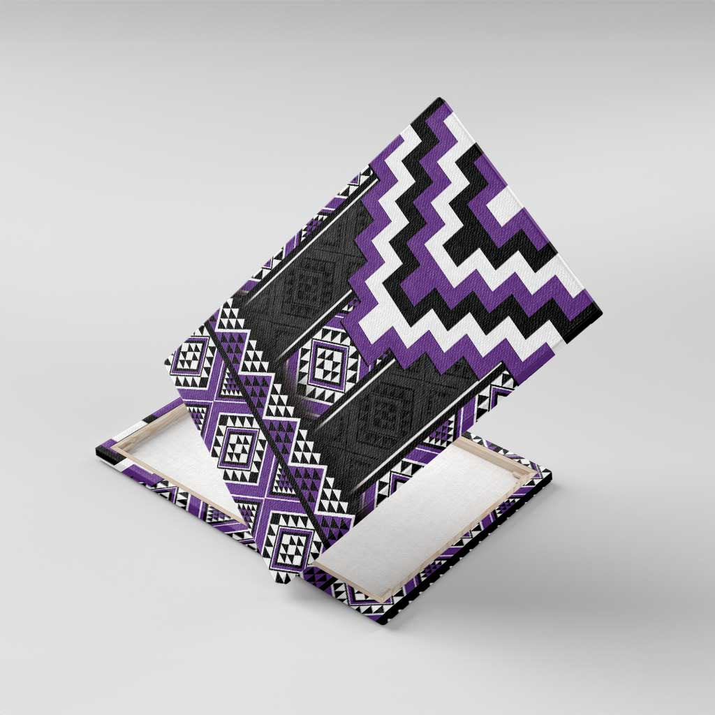 Purple Taniko Pattern Aotearoa Canvas Wall Art Niho Taniwha Mix Poutama