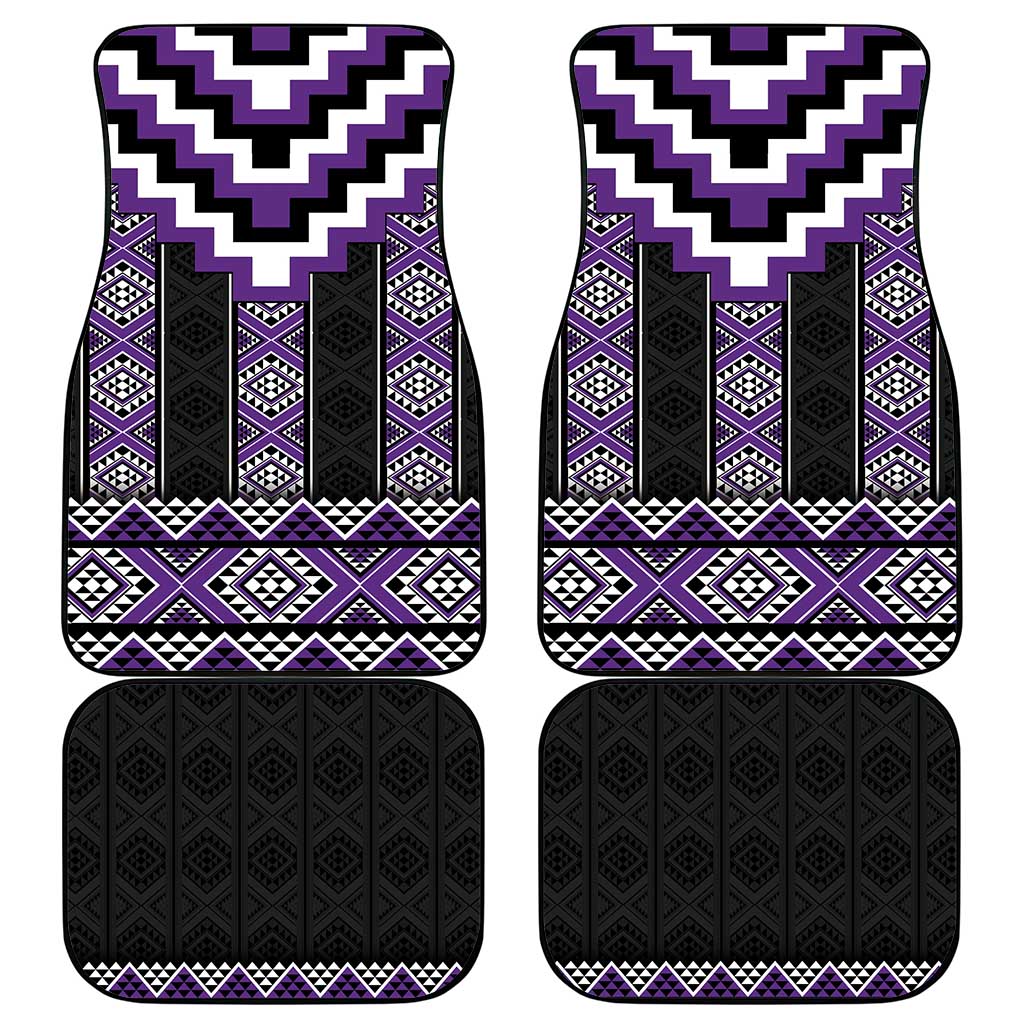 Purple Taniko Pattern Aotearoa Car Mats Niho Taniwha Mix Poutama