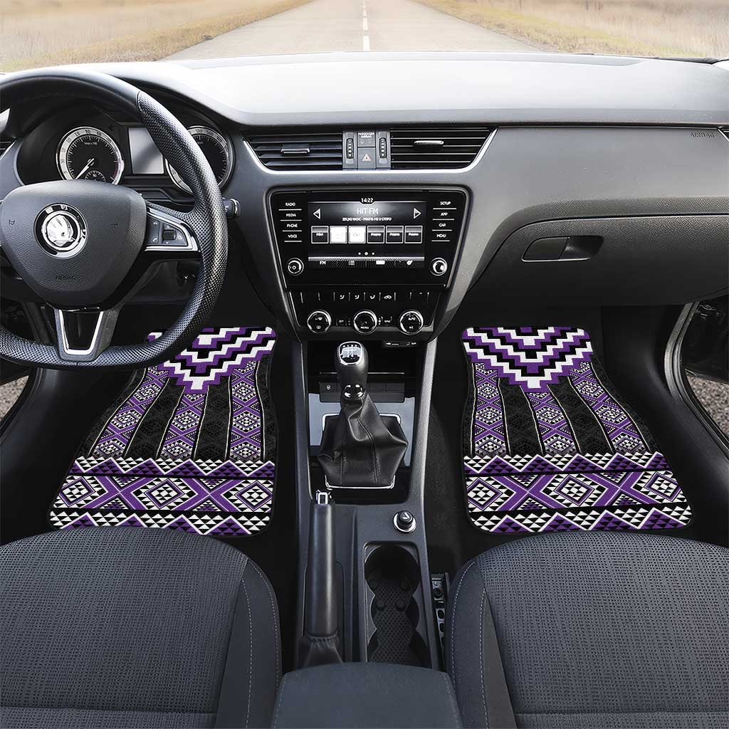 Purple Taniko Pattern Aotearoa Car Mats Niho Taniwha Mix Poutama