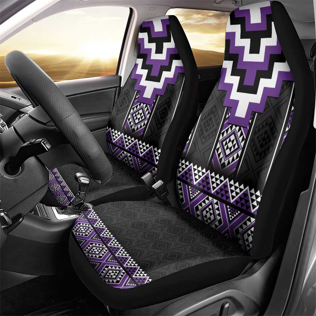 Purple Taniko Pattern Aotearoa Car Seat Cover Niho Taniwha Mix Poutama