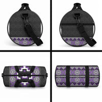 Purple Taniko Motifs Aotearoa Duffle Bag Niho Taniwha Mix Poutama LT14 - Polynesian Pride