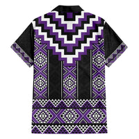 Purple Taniko Pattern Aotearoa Family Matching Off Shoulder Maxi Dress and Hawaiian Shirt Niho Taniwha Mix Poutama LT14 - Polynesian Pride