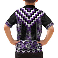 Purple Taniko Pattern Aotearoa Family Matching Summer Maxi Dress and Hawaiian Shirt Niho Taniwha Mix Poutama LT14 - Polynesian Pride