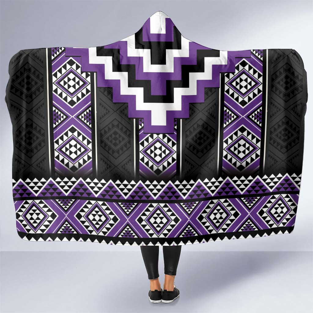 Purple Taniko Pattern Aotearoa Hooded Blanket Niho Taniwha Mix Poutama