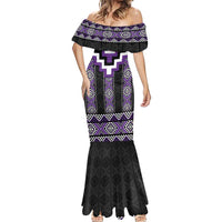 Purple Taniko Pattern Aotearoa Mermaid Dress Niho Taniwha Mix Poutama LT14 - Polynesian Pride