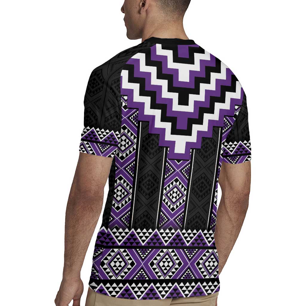 Purple Taniko Pattern Aotearoa Rugby Jersey Niho Taniwha Mix Poutama LT14