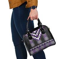 Purple Taniko Pattern Aotearoa Shoulder Handbag Niho Taniwha Mix Poutama