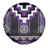 Purple Taniko Pattern Aotearoa Spare Tire Cover Niho Taniwha Mix Poutama