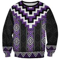 Purple Taniko Pattern Aotearoa Sweatshirt Niho Taniwha Mix Poutama LT14