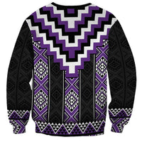 Purple Taniko Pattern Aotearoa Sweatshirt Niho Taniwha Mix Poutama LT14