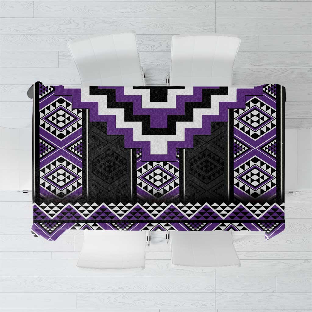 Purple Taniko Pattern Aotearoa Tablecloth Niho Taniwha Mix Poutama LT14 Purple - Polynesian Pride