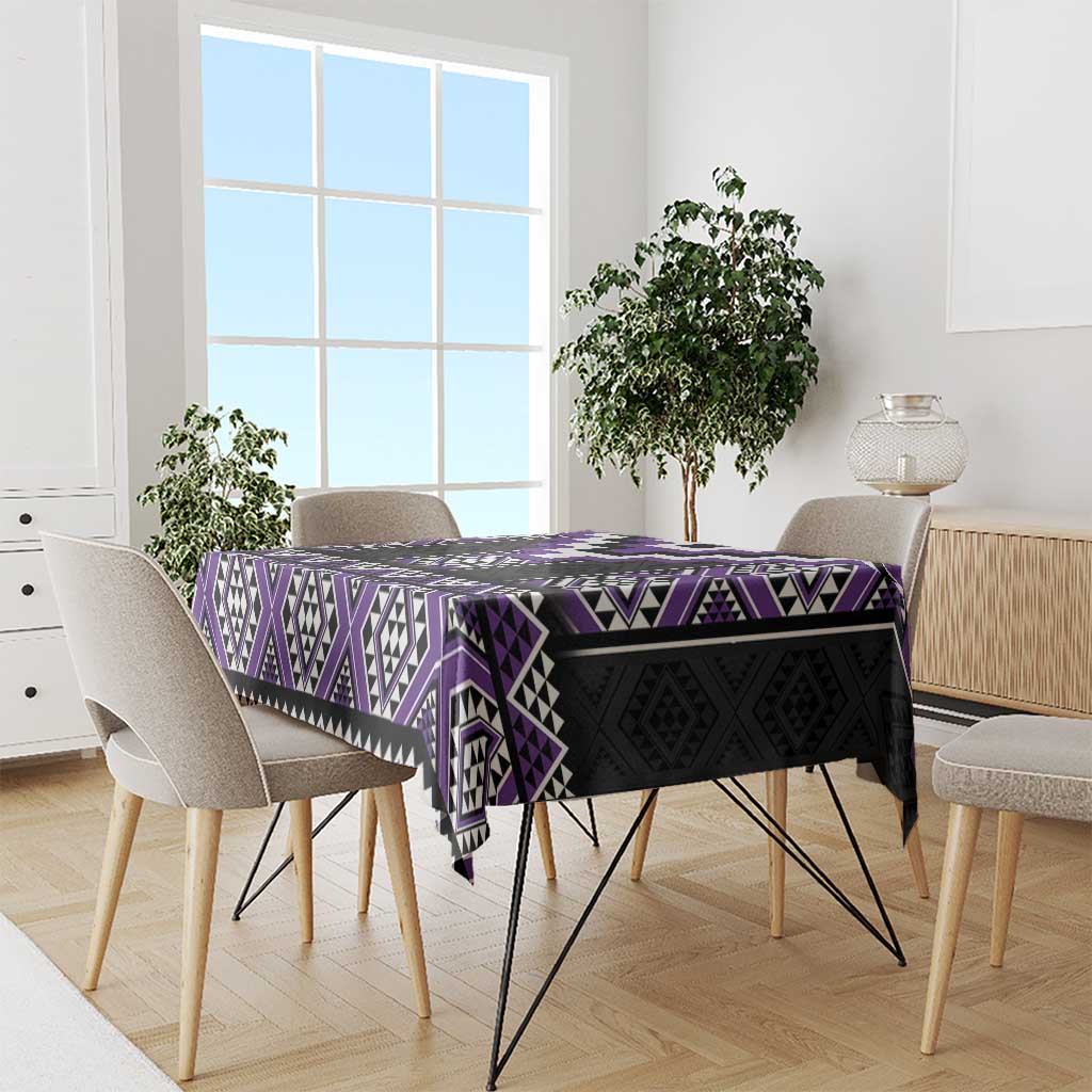 Purple Taniko Pattern Aotearoa Tablecloth Niho Taniwha Mix Poutama LT14 - Polynesian Pride