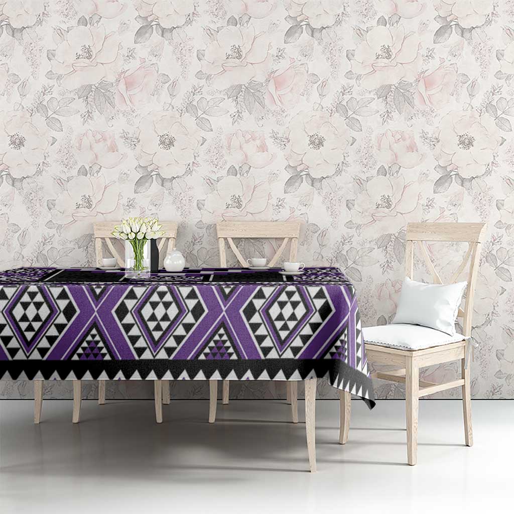 Purple Taniko Pattern Aotearoa Tablecloth Niho Taniwha Mix Poutama LT14 - Polynesian Pride