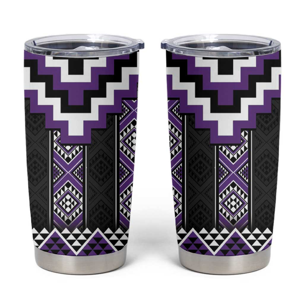 Purple Taniko Pattern Aotearoa Tumbler Cup Niho Taniwha Mix Poutama LT14