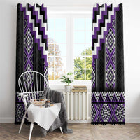 Purple Taniko Pattern Aotearoa Window Curtain Niho Taniwha Mix Poutama