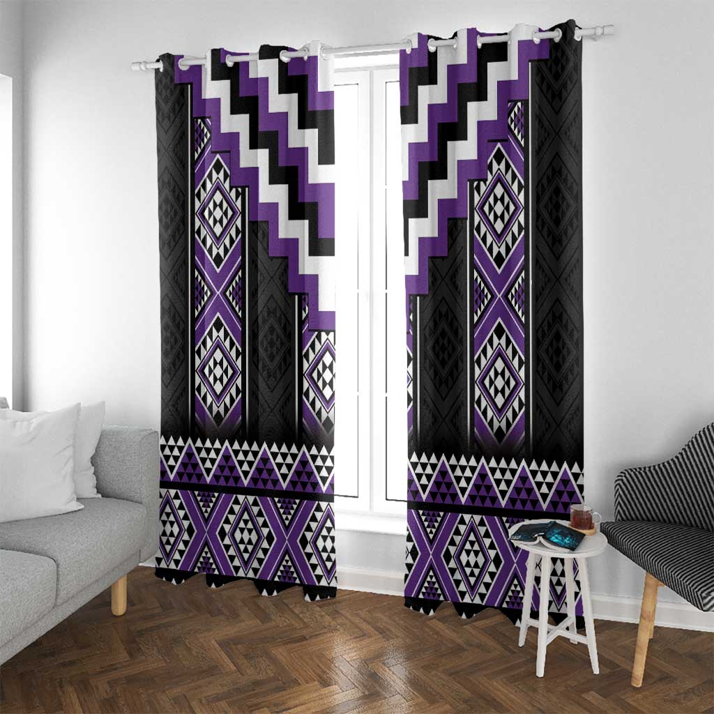 Purple Taniko Pattern Aotearoa Window Curtain Niho Taniwha Mix Poutama