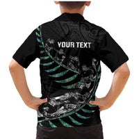 Custom New Zealand Silver Fern Rugby Family Matching Mermaid Dress and Hawaiian Shirt Aotearoa Kiwi Maori Pattern LT14 - Polynesian Pride