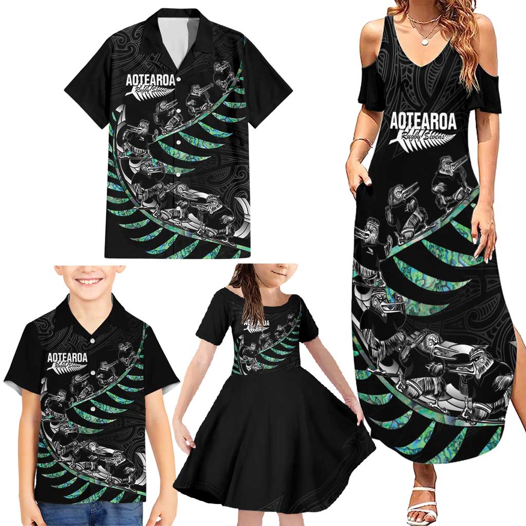 Custom New Zealand Silver Fern Rugby Family Matching Summer Maxi Dress and Hawaiian Shirt Aotearoa Kiwi Maori Pattern LT14 - Polynesian Pride