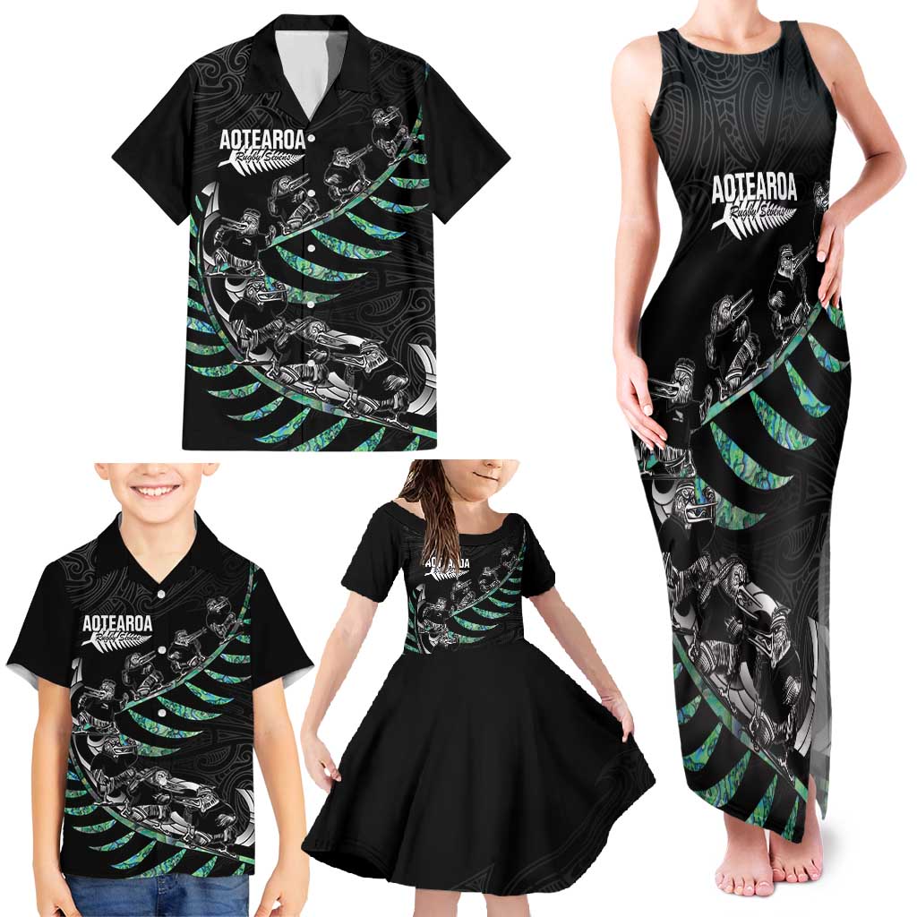 Custom New Zealand Silver Fern Rugby Family Matching Tank Maxi Dress and Hawaiian Shirt Aotearoa Kiwi Maori Pattern LT14 - Polynesian Pride