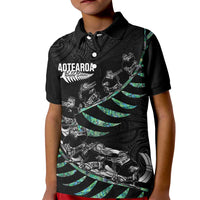 Custom New Zealand Silver Fern Rugby Kid Polo Shirt Aotearoa Kiwi Maori Pattern