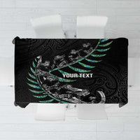 Custom New Zealand Silver Fern Rugby Tablecloth Aotearoa Kiwi Maori Pattern LT14 Black - Polynesian Pride