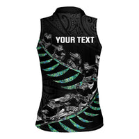 Custom New Zealand Silver Fern Rugby Women Sleeveless Polo Shirt Aotearoa Kiwi Maori Pattern