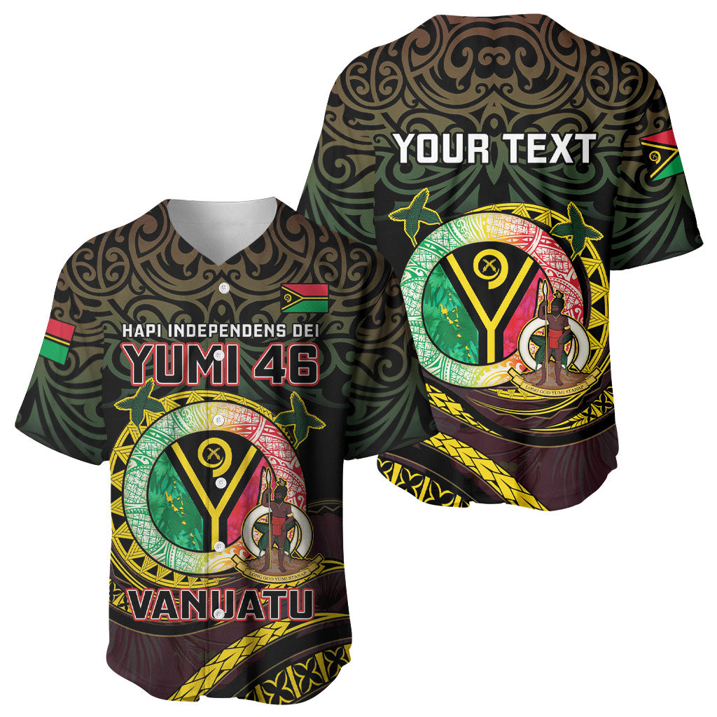 Personalised Vanuatu Baseball Jersey Yumi 46th Hapi Independens Dei - Black Version LT14 - Polynesian Pride