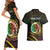 Personalised Vanuatu Couples Matching Short Sleeve Bodycon Dress and Hawaiian Shirt Yumi 44 Hapi Independens Dei - Black Version