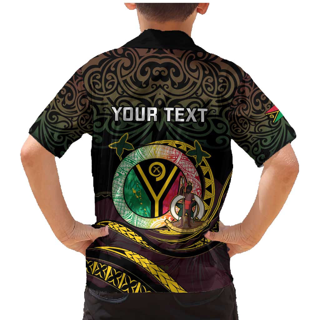 Personalised Vanuatu Family Matching Mermaid Dress and Hawaiian Shirt Yumi 45th Hapi Independens Dei - Black Version LT14 - Polynesian Pride