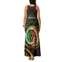 Personalised Vanuatu Family Matching Tank Maxi Dress and Hawaiian Shirt Yumi 45th Hapi Independens Dei - Black Version LT14 - Polynesian Pride